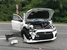 Nehoda dvou aut na Jičínsku, po které skončily v nemocnici tři ženy (19.8.2017).
