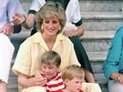 Princezna Diana, princ Harry a princ William (Palma de Mallorca, 9. srpna 1987)