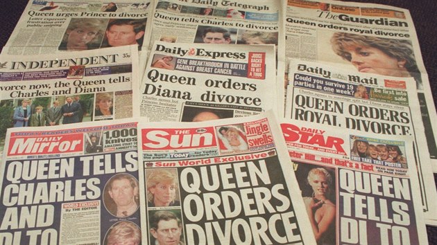 Britsk tisk pc o rozvodu prince Charlese a princezny Diany (Londn, 21. prosince 1995)