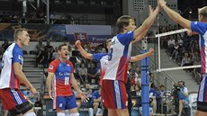 Emotivní chvilka na hiti. Marek Zmrhal je na snímku úpln vlevo.