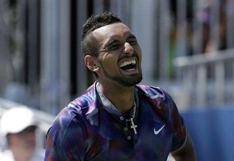 Nick Kyrgios v zpase prvnho kola US Open.