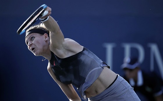 Lucie afáová bhem prvního kola US Open.