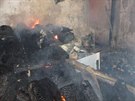 Požár chalupy ve Rtyni v Podkrkonoší (29.8.2017).