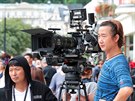 První den natáení jihokorejských filma v centru Karlových Var.