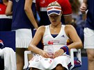 Nedaí se. Nmka Angelique Kerberová se tváí zasmuile v prvním kole US Open.