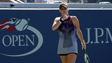 Markéta Vondrouová slaví bhem zápasu prvního kola US Open.