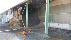 Ohe� zalo�ila dívka v p�íst�e�ku se 40 balíky slámy.