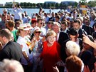 Angela Merkelová na pedvolebním mítinku v Bitterfeldu (29. srpna 2017)