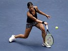 Lotyka Sevastovová bhem osmifinále US Open.