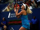 Americká tenistka Coco Vandewegheová se raduje z postupu do semifinále US Open.