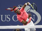 panlský tenista Rafael Nadal ve tvrtfinále US Open proti Andreji Rubljovovi...
