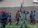 SPLA-IO (SPLA-In Opposition) rebel gestures during an assault on government...