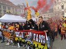 Fanoušci Dukly Jihlava podpořili svůj tým bujarým pochodem