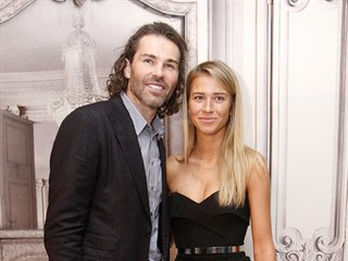 Jaromír Jágr a Veronika Kopřivová (6. září 2017)
