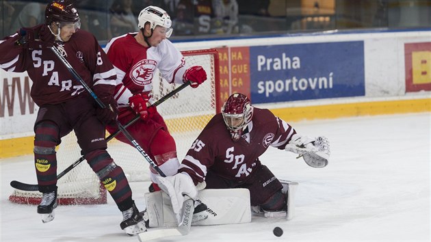 Momentka z hokejovho utkn Sparta vs. Slavia.