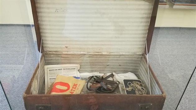Jeden z kufrů, v němž byly nalezeny ostatky Otýlie Vranské, na snímku z expozice Muzea Policie ČR v Praze na Karlově