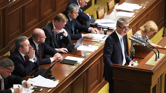 Andrej Babi (ANO) hovo na jednn Poslaneck snmovny, kter by mla hlasovat o jeho vydn k trestnmu sthn. (6. z 2017)