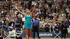 Americká tenistka Coco Vandewegheová slaví postup do semifinále na US Open.