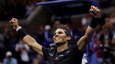 Dokázal jsem to. Španěl Rafael Nadal slaví postup do finále US Open.