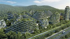 Návrh na nové zelené ínské msto Liou-ou pro 30 tisíc obyvatel.