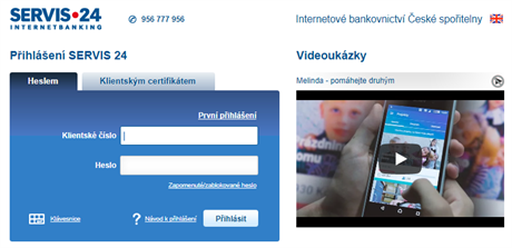 Homepage bankovnictví Servis24.