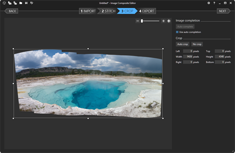 Microsoft Image Composite Editor - oez vslednho panoramatu nabz monost...
