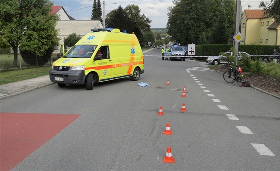 Místo smrtelné nehody polského 79letého cyklisty v Albrechticích na Karvinsku....