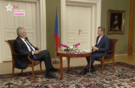 Miloš Zeman v pořadu TV Barrandov Týden s prezidentem.