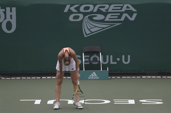 Nespokojená Kristýna Plíková v 1. kole turnaje v Soulu
