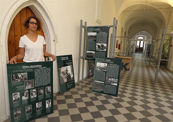 Pracovnice oblastního archivu Sabina Dušková při přípravě výstavy.