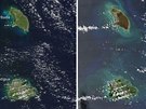 Satelitní pohled na karibské ostrovy Barbuda a Antigua ped úderem hurikánu...