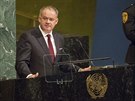 Slovenský prezident Andrej Kiska ení na pd OSN (19. záí 2017)