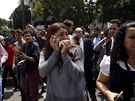 Vydení lidé prchali v hlavním mst Mexika na ulici (19. záí 2017)