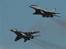 Letouny MiG-29 slovenských vzduných se louí se Dny NATO v Ostrav.