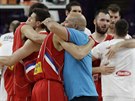 Srbtí basketbalisté postupují do semifinále mistrovství Evropy, radují se se...