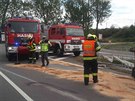 Jihomoravští hasiči museli opět vyrazit na dálnici D1. Na nájezdu u brněnské...