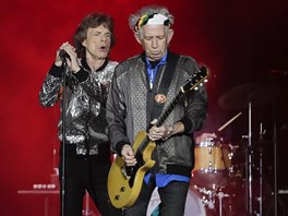 Ronnie Wood, Mick Jagger a Keith Richards z Rolling Stones (Hamburk, 9. z...