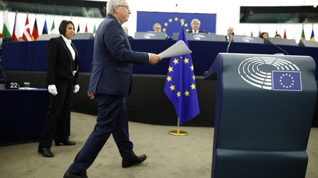 Jean-Claude Juncker ve stedu pednesl projev o stavu EU (13. z 2017)