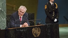 Milo Zeman ení na pd OSN (19. záí 2017)