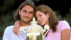 Roger Federer a Mirka Vavrinecová (Londýn, 7. ervna 2003)
