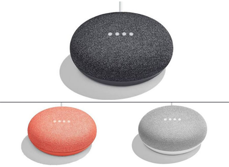 Uniklý obrázek chytrého reproduktoru Google Home Mini.