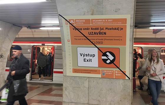 V pondělí se uzavře jeden ze dvou výstupů ze stanice metra Anděl kvůli výměně původních sovětských eskalátorů, které ve stanici slouží od roku 1985. Rekonstrukce potrvá devět měsíců.