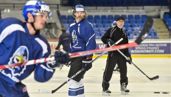 Hokejista Jaromír Jágr (uprosted) na kladenském tréninku