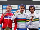 TI NEJLEPÍ. Zleva: Alexander Kristoff  (stíbro), Peter Sagan (zlato) Michael...