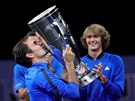 NAPROSTÁ SPOKOJENOST. Zakladatel Laver Cupu Roger Federer pomohl týmu Evropy k...