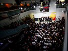 CDU bhem projevu po uzavení volebních místností. (24. záí 2017)