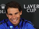 Rafael Nadal bhem tiskové konference k Laver Cupu