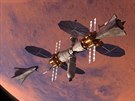 Pedstava Lockheed Martin o vesmírné stanici u Marsu.
