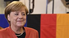 Angela Merkelová bhem hlasování (24. záí 2017)