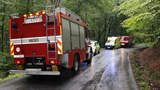 Hasii a záchranná sluba zasahovali na Zlínsku u nehody auta v lese, ve kterém...